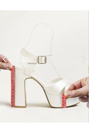 کفش مجلسی سفید زنانه پارچه نساجی پاشنه بلند ( +10 cm) پاشنه پلت فرم کد 791624797