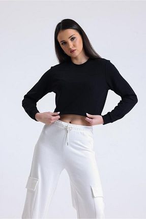 سوئیشرت مشکی زنانه ساده pulur.co - کد 808893406