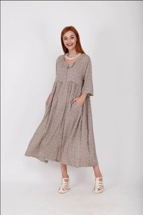 لباس بژ زنانه بافتنی ویسکون رگولار آستین-بلند کد 474795843