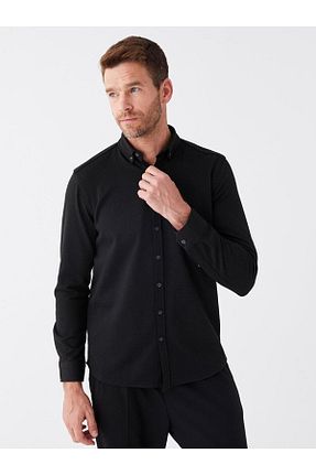 پیراهن مشکی مردانه اسلیم فیت LC Waikiki - کد 813652663