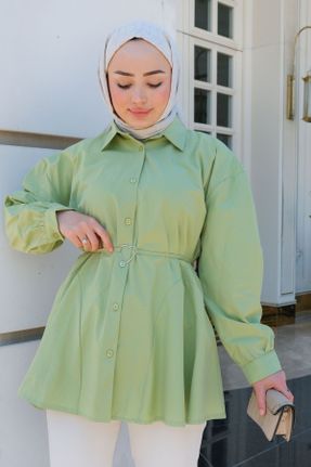 پیراهن سبز زنانه رگولار پنبه - پلی استر کد 833880599