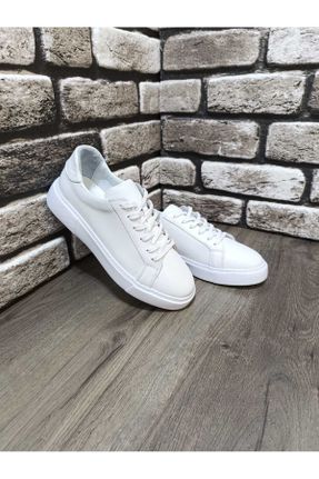 کفش کژوال سفید مردانه چرم طبیعی پاشنه کوتاه ( 4 - 1 cm ) پاشنه ساده کد 833933714
