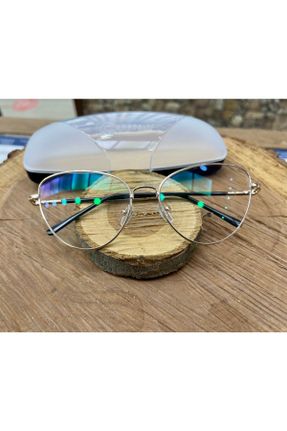 عینک محافظ نور آبی طلائی زنانه 52 شیشه UV400 فلزی کد 456005603
