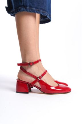 کفش پاشنه بلند کلاسیک قرمز زنانه چرم مصنوعی پاشنه ضخیم پاشنه متوسط ( 5 - 9 cm ) کد 802155403