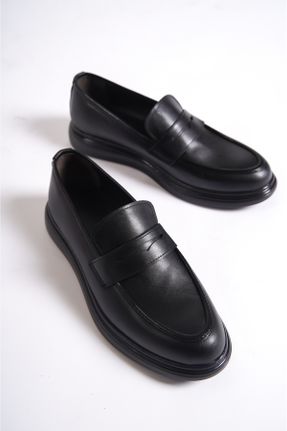 کفش لوفر مشکی مردانه چرم مصنوعی پاشنه کوتاه ( 4 - 1 cm ) کد 741571718