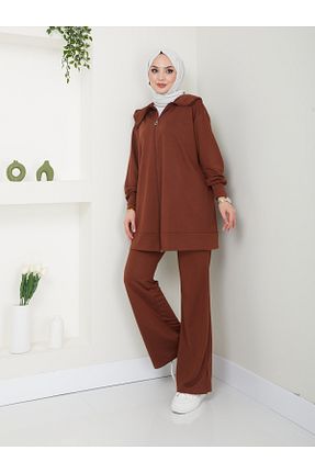 ست بالاتنه و پائین تنه حجاب قهوه ای زنانه رگولار VOLT CLOTHİNG - کد 834032498