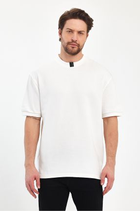 تی شرت سفید مردانه رگولار یقه گرد کد 834032600