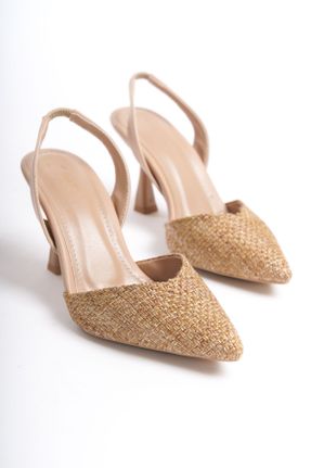 کفش مجلسی بژ زنانه چرم مصنوعی پاشنه نازک پاشنه متوسط ( 5 - 9 cm ) کد 832943130