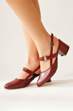 کفش پاشنه بلند کلاسیک زرشکی زنانه پاشنه ضخیم پاشنه متوسط ( 5 - 9 cm ) کد 817493886