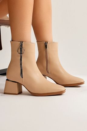 بوت / نیم بوت بژ زنانه چرم لاکی Limoya - کد 769328617