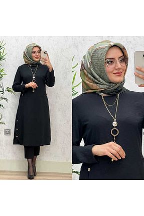تونیک حجاب مشکی زنانه بافتنی azzebutik - کد 833836538
