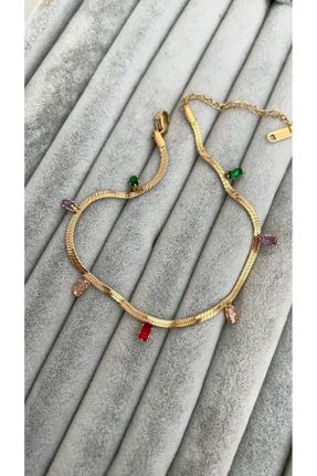 خلخال جواهری طلائی زنانه فولاد ( استیل ) کد 827769820