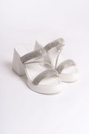 کفش پاشنه بلند پر سفید زنانه پاشنه متوسط ( 5 - 9 cm ) پاشنه پر کد 807454427