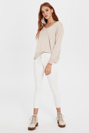شلوار جین سفید زنانه پاچه تنگ LC Waikiki - کد 34277463