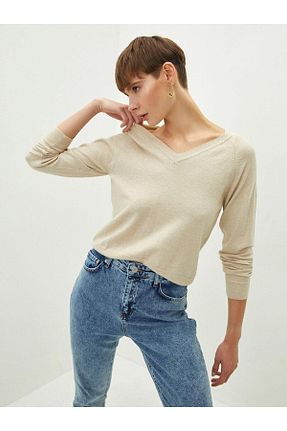 پلیور بژ زنانه ساده LC Waikiki - کد 666028421