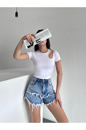 تیشرت سفید زنانه اسلیم فیت MAHDEM - کد 833904671
