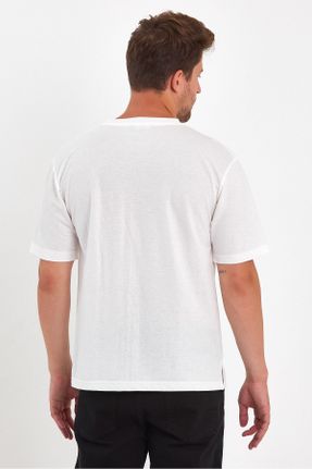تی شرت سفید مردانه رگولار یقه گرد جوان کد 746364352
