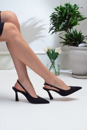 کفش پاشنه بلند کلاسیک مشکی زنانه ساتن پاشنه نازک پاشنه کوتاه ( 4 - 1 cm ) کد 676495723