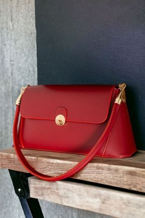 کیف دوشی قرمز زنانه چرم مصنوعی کد 802434630