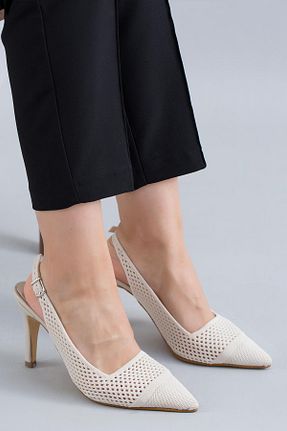 کفش پاشنه بلند کلاسیک بژ زنانه پارچه ای Stilbagshoes - کد 832476297
