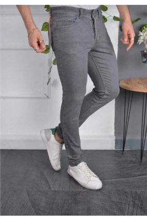 شلوار جین طوسی مردانه پاچه تنگ پنبه (نخی) اسلیم پوشاک ورزشی کد 825935949