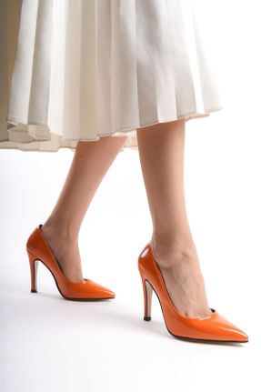 کفش استایلتو نارنجی پاشنه نازک پاشنه بلند ( +10 cm) کد 813041189