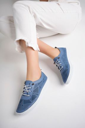 کفش کژوال آبی زنانه چرم طبیعی پاشنه کوتاه ( 4 - 1 cm ) پاشنه ساده کد 826443006