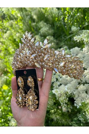 تاج طلائی زنانه سنگ کریستال ANZE - کد 834099793
