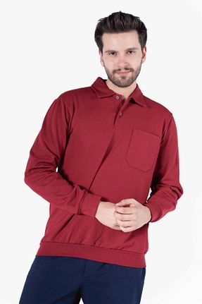 سوئیشرت زرشکی مردانه ساده Yıldırımlar Giyim - کد 797934205