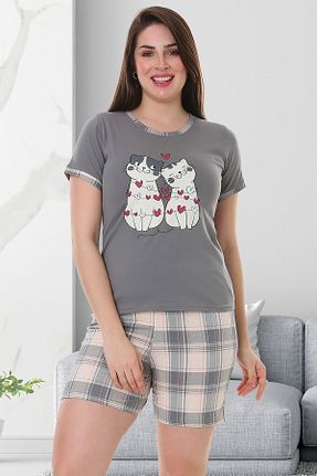 ست لباس راحتی طوسی زنانه چاپی Bella Linda - کد 812276979