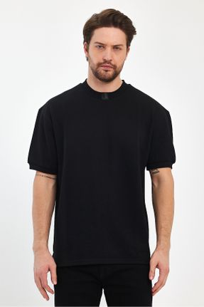 تی شرت مشکی مردانه رگولار یقه گرد کد 834084272