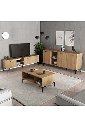 میز و پایه تلویزیون قهوه ای فلزی Mezza - کد 315974688