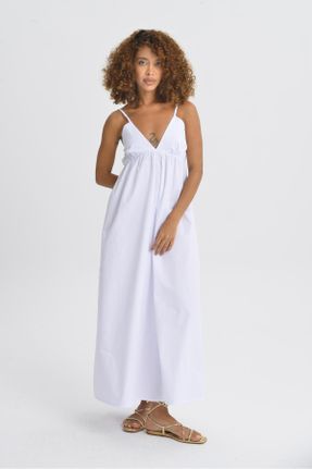 لباس سفید زنانه بافتنی رگولار بند دار کد 834361536