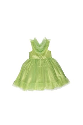 لباس سبز بچه گانه بافتنی تور گلوژ آستین-بلند کد 686132109