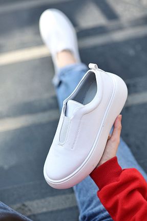 کفش بیرون سفید زنانه چرم مصنوعی LEYDİ SHOES - کد 834223373