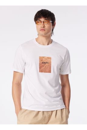 تی شرت سفید مردانه رگولار یقه گرد کد 834356988