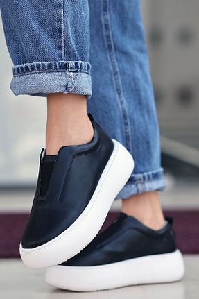 کفش بیرون مشکی زنانه چرم مصنوعی LEYDİ SHOES - کد 834220605
