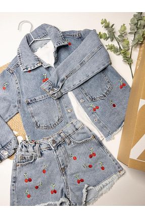 ست بالاتنه و پائین تنه آبی بچه گانه جین HEYY MERO KİD STYLE - کد 831851405