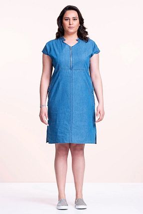 لباس سایز بزرگ آبی زنانه پنبه ای EVEN plus size - کد 834265362