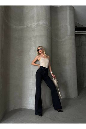 شلوار جین مشکی زنانه پاچه گشاد BEZAGA FASHION - کد 834262690