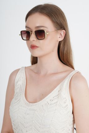 عینک آفتابی طلائی زنانه 50 UV400 فلزی سایه روشن کد 832029367