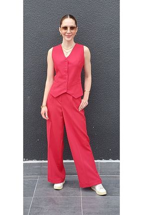کت و شلوار قرمز زنانه بافتنی yelizyavuzcollection - کد 734151178