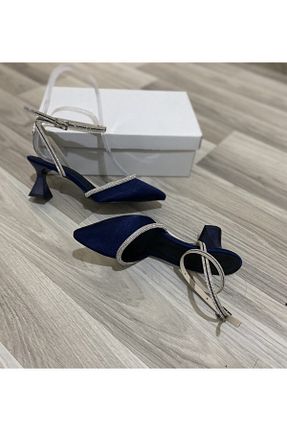 کفش پاشنه بلند کلاسیک سرمه ای زنانه ساتن LADİESHOE - کد 237578523