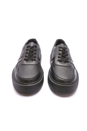 کفش اسنیکر مشکی مردانه چرم طبیعی بند دار چرم طبیعی کد 834271450