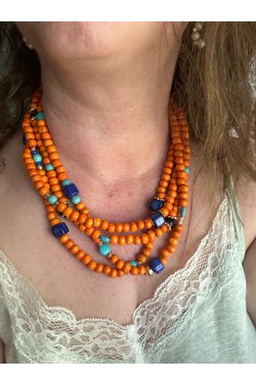 گردنبند جواهر نارنجی زنانه کد 834297971