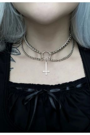 گردنبند جواهر متالیک زنانه فلزی کد 671496336