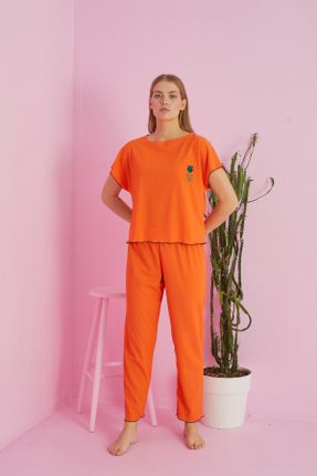 ست لباس راحتی نارنجی زنانه پلی استر کد 834400988