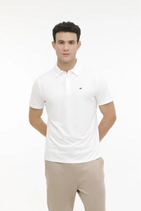 تی شرت سفید مردانه رگولار یقه پولو پنبه (نخی) کد 819657022