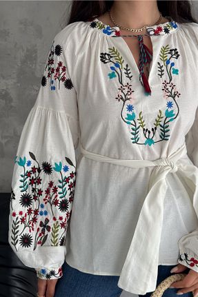 بلوز سفید زنانه ساده FEMELLE - کد 834453364