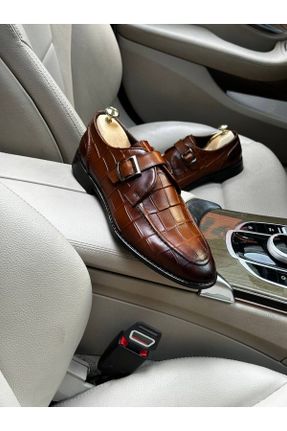 کفش کلاسیک قهوه ای مردانه چرم طبیعی پاشنه کوتاه ( 4 - 1 cm ) پاشنه ساده کد 781351627